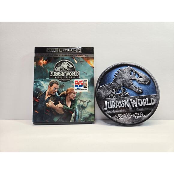 Jurassic World Blu-Ray Bundle Set Jurassic World Collectors Tin & Fallen Kingdom - Picture 1 of 2